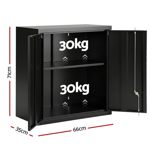 Giantz Steel Tool Cabinet Wall Mount Adjustable Shelf Garage Storage Lockable Black