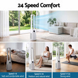 Devanti Bladeless Tower Fan 100cm 2-in-1 Cooling Airflow Purifying Remote