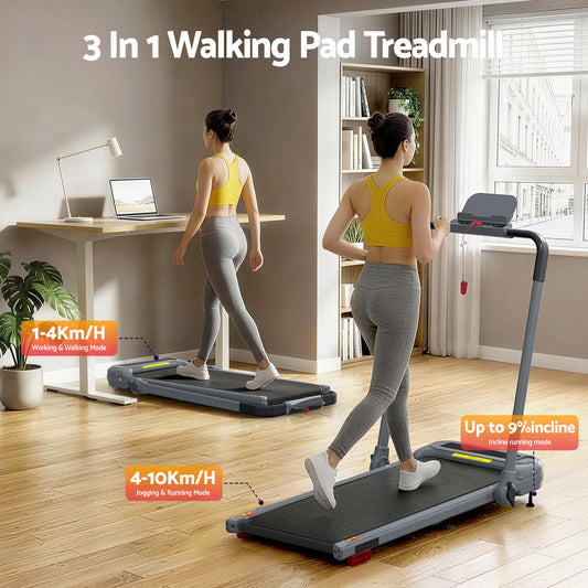 Everfit Treadmill Electric Walking Pad with Incline Foldable for Home Gym Grey