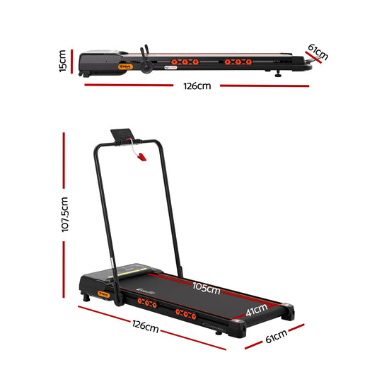 Everfit Treadmill Electric Walking Pad Auto Incline Foldable for Home Gym Black