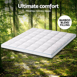 Giselle Bedding 1500GSM Bamboo Pillowtop Mattress Topper 10cm Thick Pad for Back Pain Relief, High Loft Cooling Underlay for Dorm & Guest Bed, 45cm Deep Pocket King