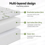 Giselle Bedding 1500GSM Pillowtop Mattress Topper Bamboo Mattress Pad for Back Pain Relief Washable 11cm Thick Bed Cover with 45cm Deep Pocket Queen
