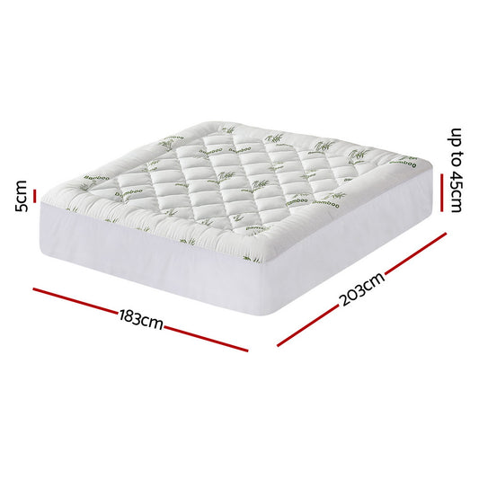 Giselle Bedding 5cm Pillowtop Mattress Topper 1000GSM Thick Soft Bamboo Cooling Pad for Back Pain Relief & Guest Bed, Washable Overfilled Cover with 45cm Deep Pocket King