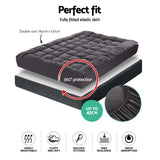Giselle Bedding Bamboo Charcoal Filling Pillowtop Topper 1000GSM 5cm Thick Pillowtop Pad for Back Pain Relief Washable with 45cm Deep Pocket Double