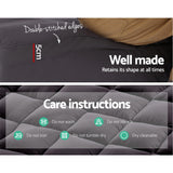 Giselle Bedding Bamboo Charcoal Filling Pillowtop Topper 1000GSM 5cm Thick Pillowtop Pad for Back Pain Relief Washable with 45cm Deep Pocket King Single