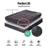 Giselle Bedding Bamboo Charcoal Filling Pillowtop Topper 1000GSM 5cm Thick Pillowtop Pad for Back Pain Relief Washable with 45cm Deep Pocket Queen