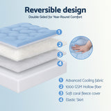 Giselle Bedding Pillowtop Mattress Topper 5cm Reversible Cooling & Soft Coral Fleece Pad for Back Pain Relief, Washable Skin-friendly Bed Protector with 45cm Deep Pocket King Single