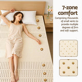 Giselle Bedding Latex Mattress Topper, 7.5cm Thick 7-Zone Pressure Relief Bed Pad with Washable Cover, Cooling Breathable Mat for Side Sleepers & Back Pain, Beige Double