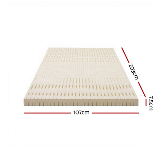 Giselle Bedding Latex Mattress Topper, 7.5cm Thick 7-Zone Pressure Relief Bed Pad with Washable Cover, Cooling Breathable Mat for Side Sleepers & Back Pain, Beige King Single