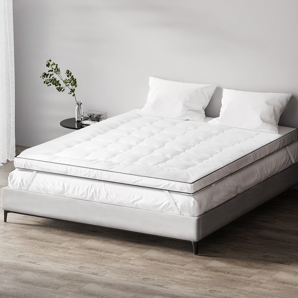 Giselle Bedding Pillowtop Mattress Topper 5cm Thick Mattress Pad for Back Pain Relief & Old Beds Machine Washable 500GSM Breathable Protector Queen