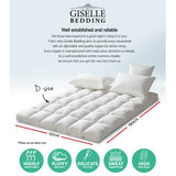 Giselle Bedding Pillowtop Mattress Topper 5cm Thick Pad for Back Pain Relief Washable Underlay Protector 1000GSM Microfibre Filling 45cm Deep Pocket Double