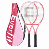 Everfit Tennis Racket Set 2 Pack 27 Inch Lightweight Cushioned Grip for Adults Pink
