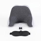 Wanderlite Travel Neck Pillow Portable for Airplane Memory Foam with Eyemask Earplugs Grey