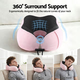 Wanderlite Travel Pillow for Airplanes Memory Foam Neck Pillows for Traveling, Soft & Washable Cover with Storage Bag, Portable Plane Accessories for Airplanes Offices Cars, Pink