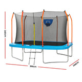 Everfit 12FT Kids Trampoline Rectangle Rebounder with Basketball Set Blue