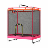 Everfit Kids 4.5FT Trampoline Rectangle Rebounder with Basketball Hoop Pink