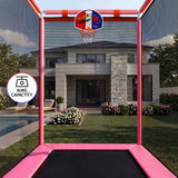 Everfit Kids 4.5FT Trampoline Rectangle Rebounder with Basketball Hoop Pink