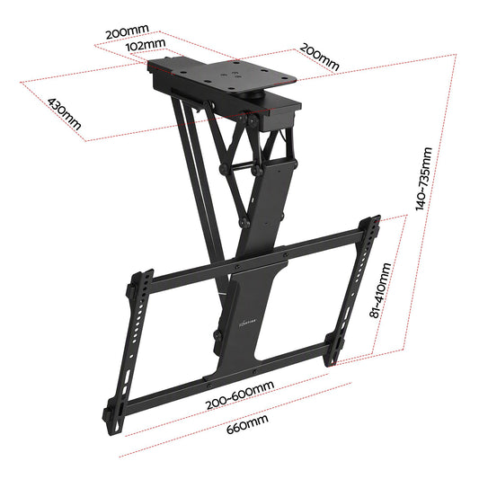 Artiss Motorised Ceiling TV Mount 32-75 Inch Flip Down Smart Remote VESA 600x400