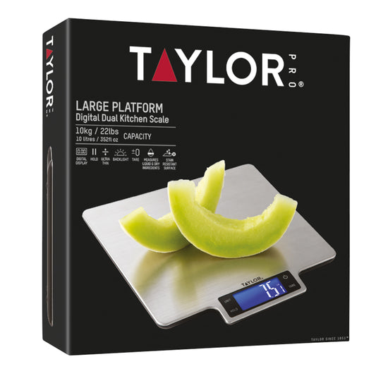 TAYLOR PRO LARGE PLATFORM STAINLESS STEEL DIGITAL KITCHEN SCALE 10KG