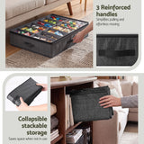 Artiss Under Bed Shoe Storage Containers X4 Box Organiser 12 Pairs Fabric Grey