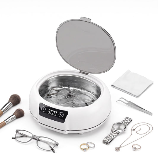 Devanti Ultrasonic Cleaner 700mL 48kHz Jewellery Cleaning Machine with Stainless Steel Tank White