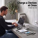 Devanti USB C Charger 100W Fast Charger 4 Port GaN Desktop Station White