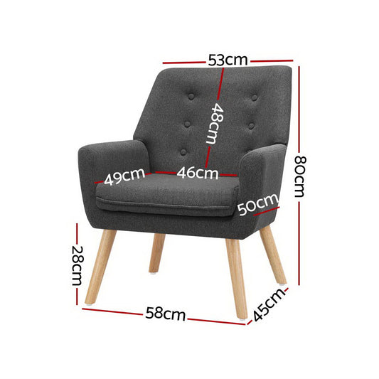 Artiss Armchair Linen Fabric Anne Charcoal