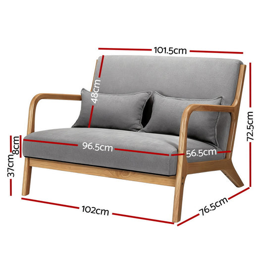Artiss Armchair 2-seater Loveseat Fabric Grey