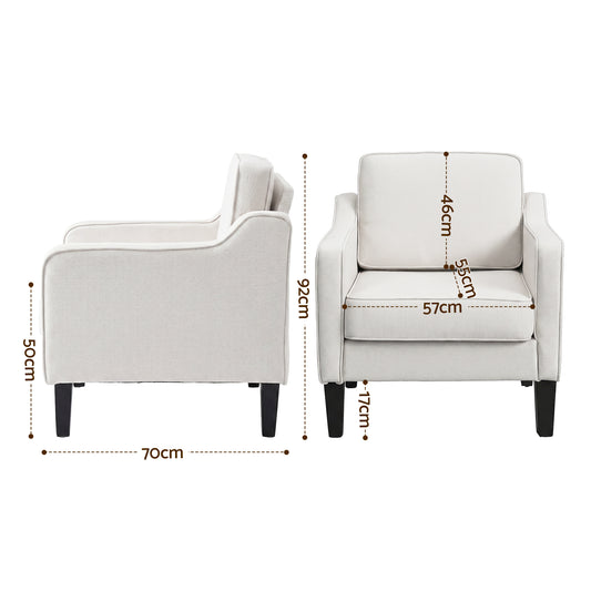 Artiss Armchair Lounge Accent Chair Linen Fabric Beige