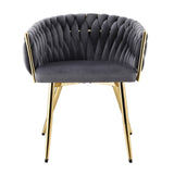 Artiss 1x Dining Chair Armchair Cafe Kitchen Lounge Chairs Velvet Weaving Grey