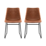 Artiss 2x Dining Chairs Retro PU Leather Kitchen Lounge Cafe Accent Chair Brown