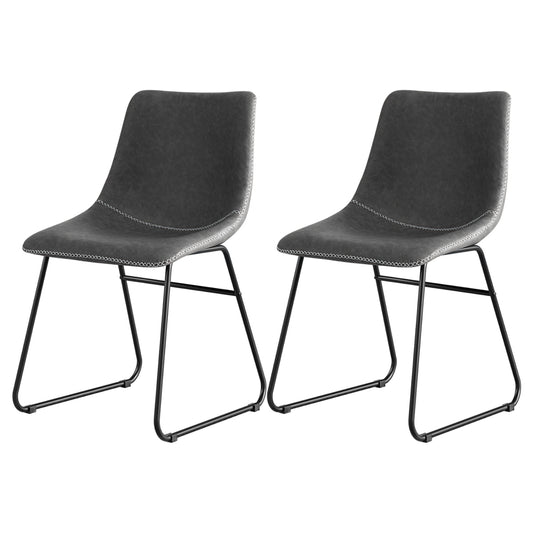 Artiss 2x Dining Chairs Retro PU Leather Kitchen Lounge Cafe Accent Chair Grey