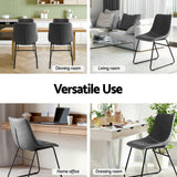 Artiss 4x Dining Chairs Retro PU Leather Kitchen Lounge Cafe Accent Chair Grey