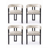 Artiss Dining Chairs Set of 4 Velvet Upholstered Barrel Chairs with Curved Armrests & Back Beige