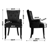 6x Artiss Dining Chairs Velvet French Provincial Armchair Black