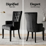 6x Artiss Dining Chairs Velvet French Provincial Armchair Black