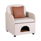 Artiss Armchair PU Leather Pet Accent Lounge Chair Cushion Beige