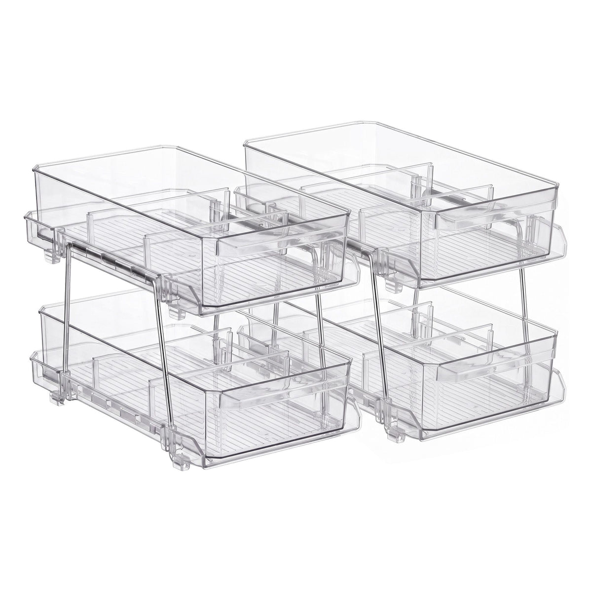 Artiss 2 Pack Clear Pull Out Cabinet Organiser 2 Tier Storage Drawers