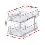 Artiss 2 Pack Clear Pull Out Cabinet Organiser 2 Tier Storage Drawers