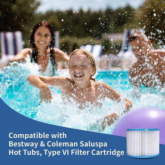 Hot Tub Filter Cartridge Size VI for Bestway, Lay-Z-Spa, Coleman SaluSpa 90352E 58323, 6 Pack
