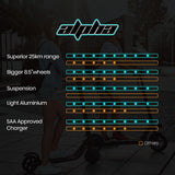 ALPHA Urban 8 Electric Scooter, Suspension, 25km Range, 8.5-Inch Wheels, Brushless Motor, Motorised Commuter eScooter for Adults, Black