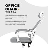 Ergonomic Reclining Office Chair - Lumbar Support, Adjustable Headrest VELTRA - GREY