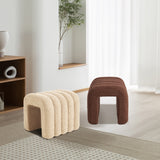 2X Ridge Arch Ottoman Stool Teddy Fleece Fabric Foot Rest 45cm BEIGE