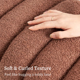 Ridge Arch Ottoman Stool Teddy Fleece Fabric Foot Rest 45cm BROWN