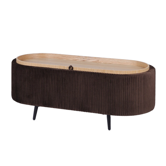 Coffee Table Storage Ottoman - Velvet Padded Blanket Box Bench IRENE BROWN