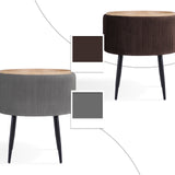 Side Table Storage Ottoman - Velvet Padded Stool Vanity Footstool CLEO GREY