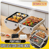 Grillz Charcoal BBQ Portable Grill Camping Barbecue Outdoor Cooking Smoker - White