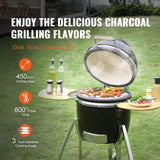 Portable Charcoal Grill, Propane Gas Grills with Cover and Cart, Heavy Duty Stainless Steel BBQ Grill, Mini Smoker for Outdoor Cooking, Barbecue Camping, Picnic, and Backyard, Black
