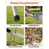 Foldable Charcoal Grill, 0.16 m² Portable Charcoal Barbecue Grill with Liftable Charcoal Tray & Side Tables, Brushed Stainless Steel BBQ Cooking Grills for Outdoor Camping Backyard Parties