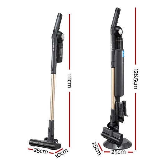 Devanti Cordless Vacuum Cleaner with Auto-Empty Dust Station, 18kPa Powerful Suction 1.05kg Lightweight 40Mins Runtime 3-Speed LED Floor Head Washable HEPA Filter Stick Vacuum, Grey